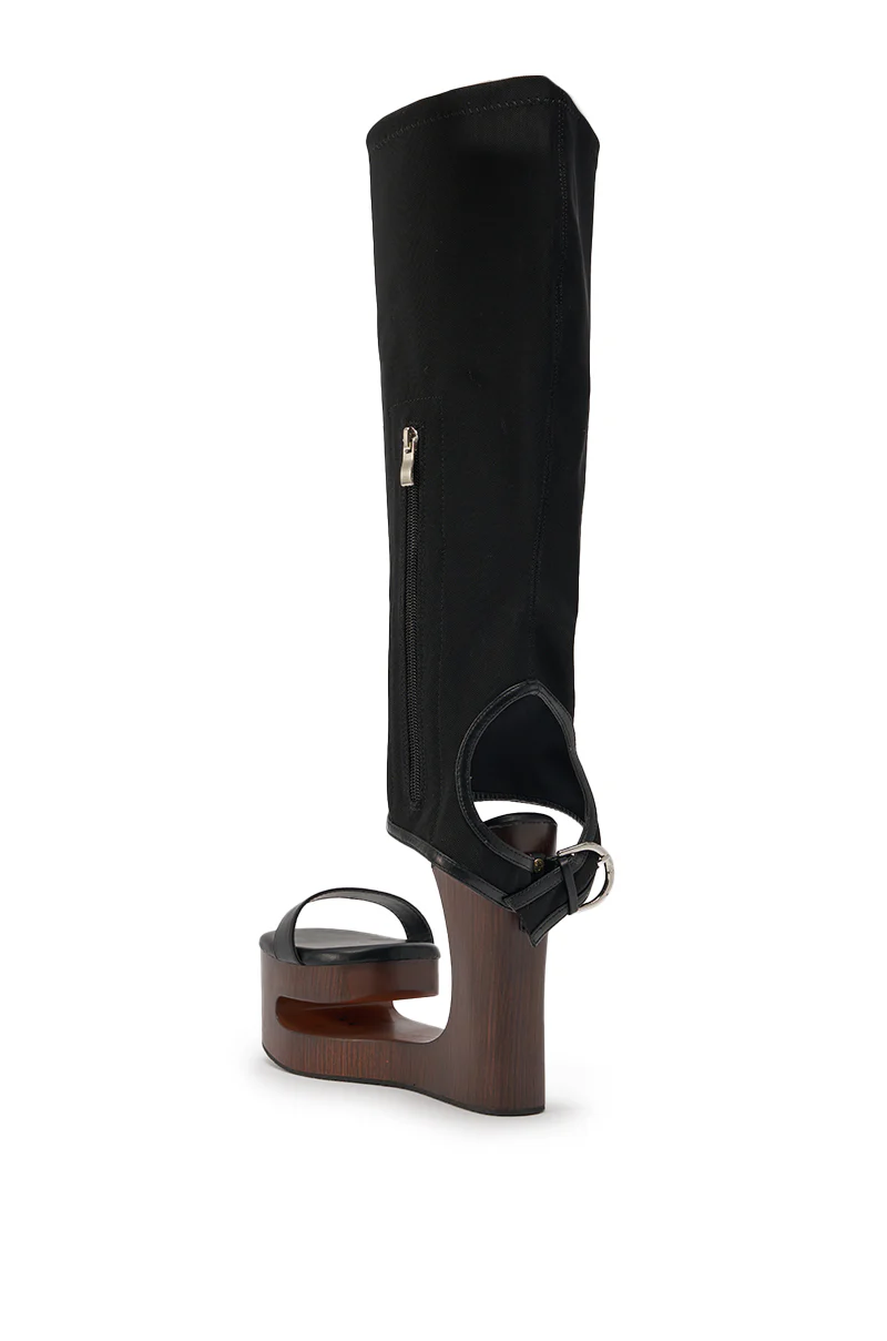 AZALEA WANG SWINDLE BLACK NOVELTY WEDGE SANDAL - Image 6
