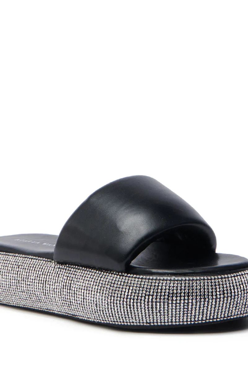 AZALEA WANG SWITZERLAND BLACK RHINESTONE SANDAL - Image 5