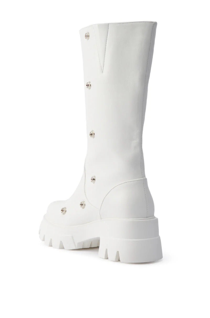 AZALEA WANG SYBEL WHITE SNAP DETAIL BOOTIE - Image 10