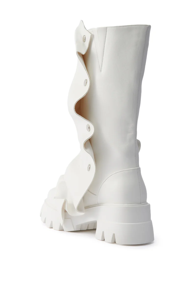 AZALEA WANG SYBEL WHITE SNAP DETAIL BOOTIE - Image 9