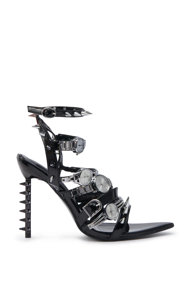 AZALEA WANG SYDONDIA BLACK WATCH SHOE STILETTO SANDAL - Image 6