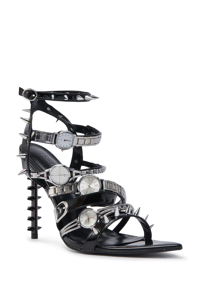 AZALEA WANG SYDONDIA BLACK WATCH SHOE STILETTO SANDAL - Image 7