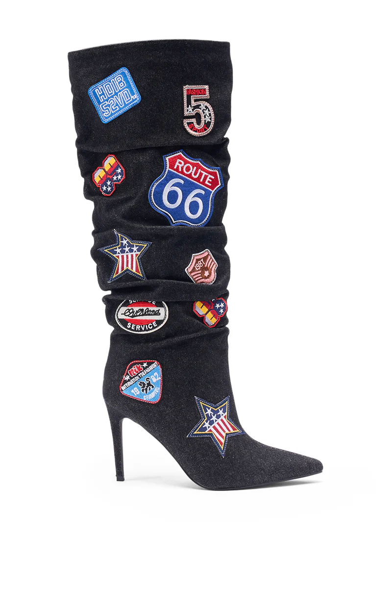 AZALEA WANG SYLRILAAA DENIM MULTI BOOT - Image 4