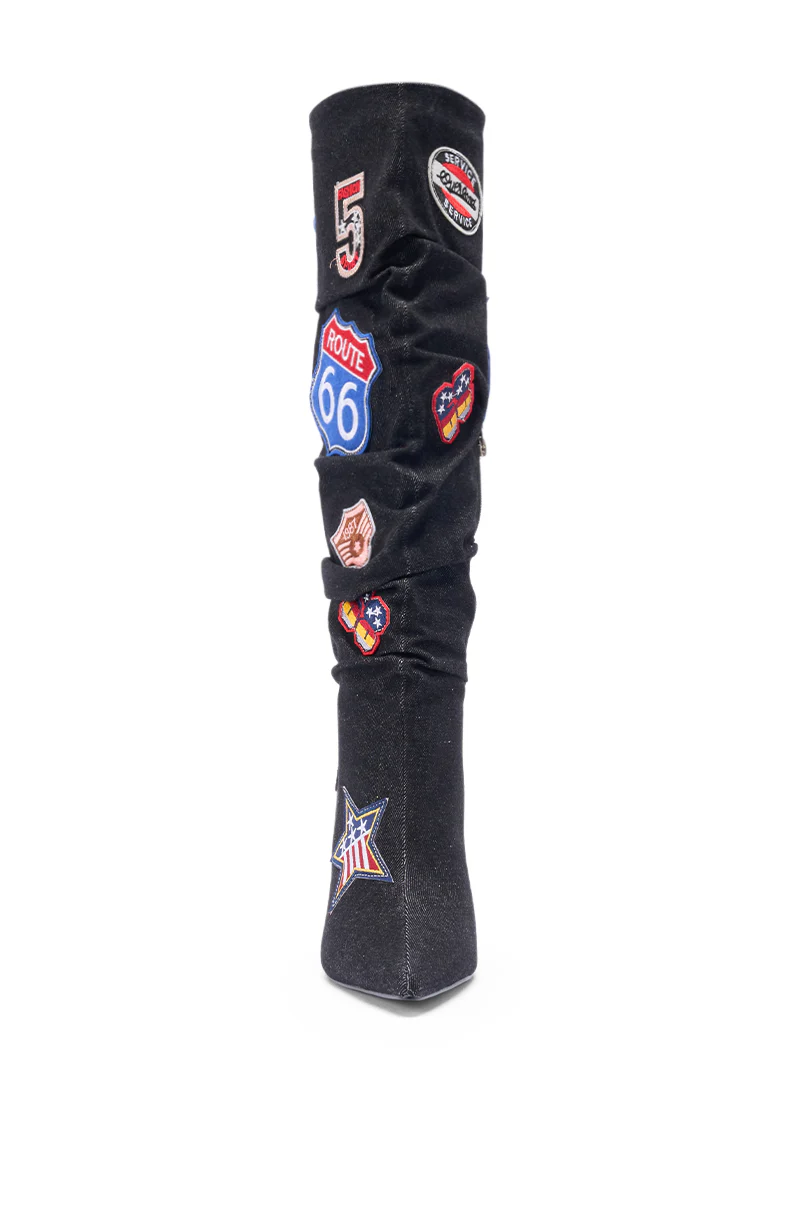 AZALEA WANG SYLRILAAA DENIM MULTI BOOT - Image 6