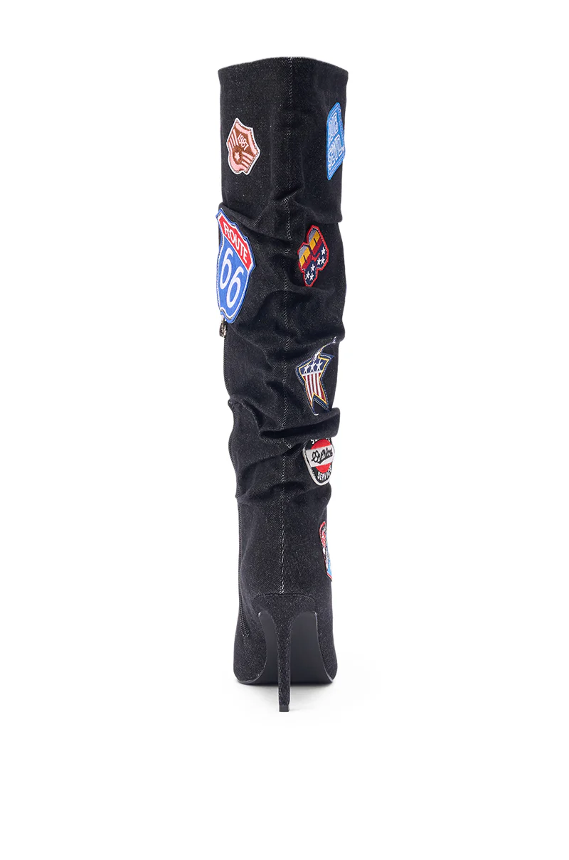 AZALEA WANG SYLRILAAA DENIM MULTI BOOT - Image 7