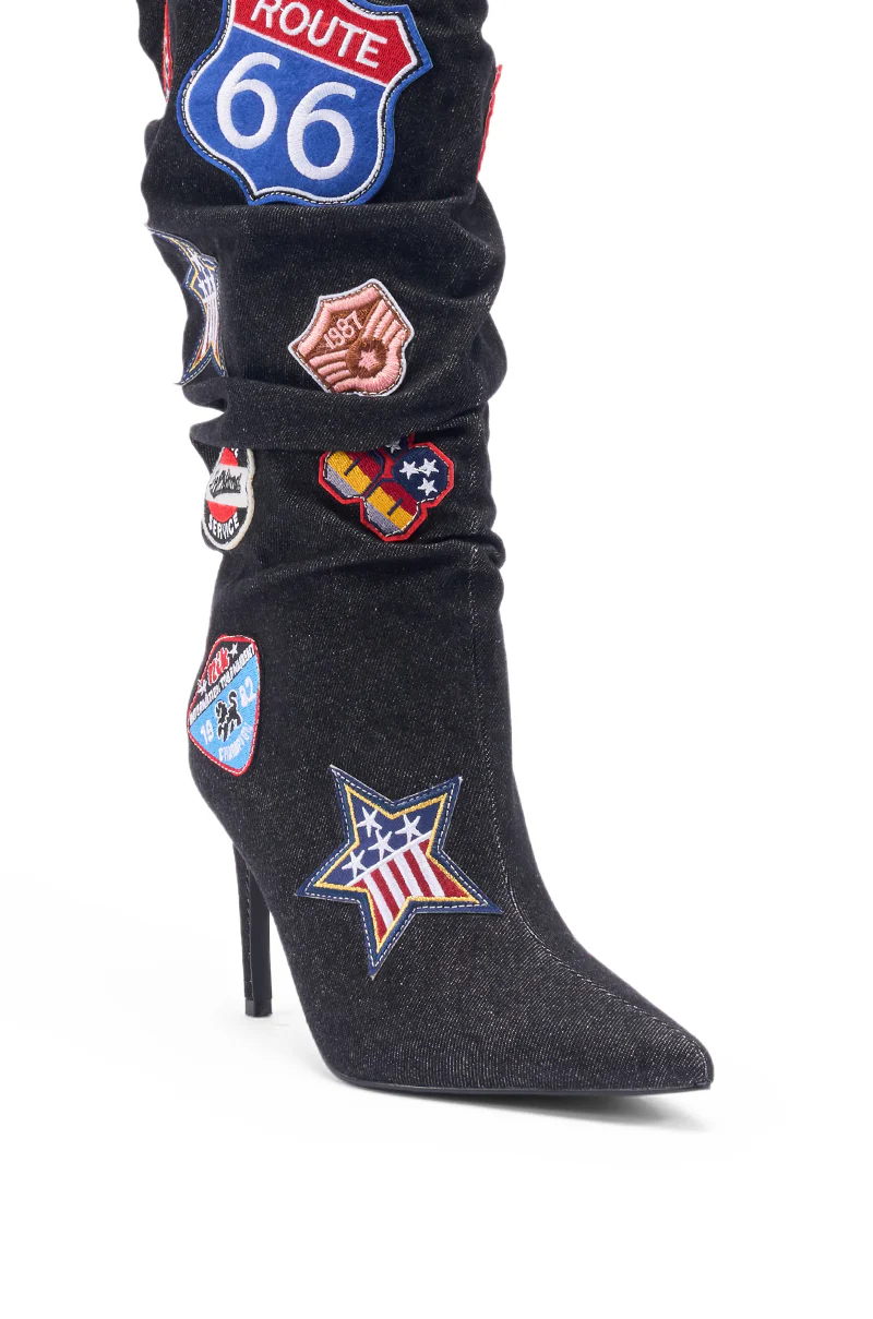 AZALEA WANG SYLRILAAA DENIM MULTI BOOT - Image 8