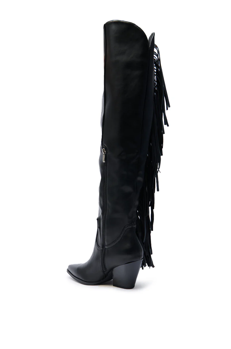 AZALEA WANG SZYMON BLACK WESTERN BOOT WITH FRINGE DETAILING - Image 5