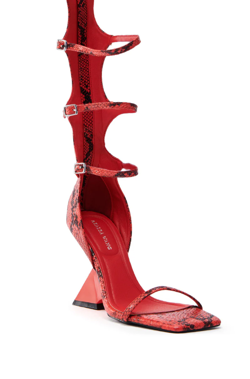AZALEA WANG TAITEN RED SNAKE WEDGE SANDAL - Image 6