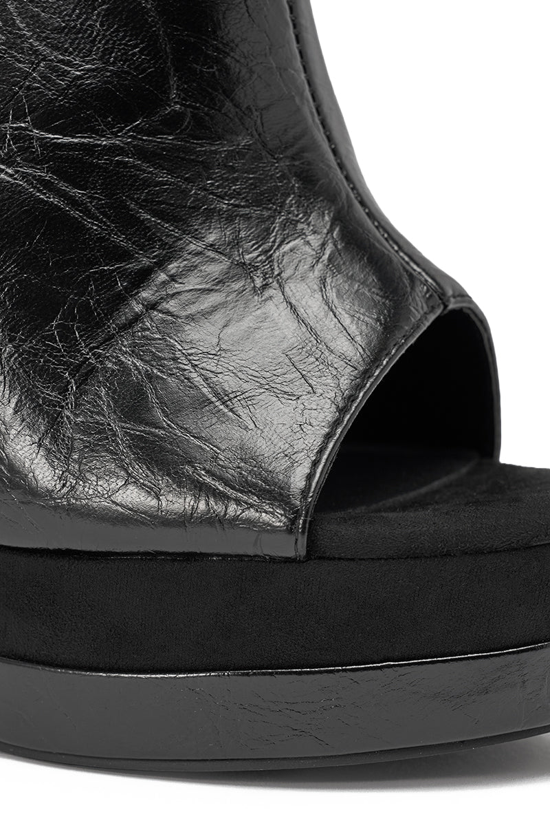 AZALEA WANG TANA BLACK MIXED MATERIAL WEDGE - Image 7