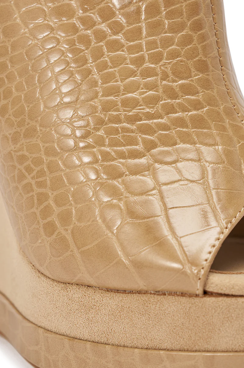 AZALEA WANG TANA NUDE MIXED MATERIAL WEDGE - Image 7