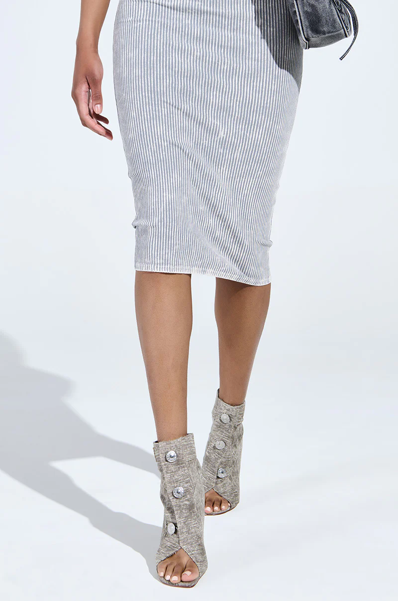 AZALEA WANG TANDY GREY DENIM OPEN TOE BOOTIE - Image 3