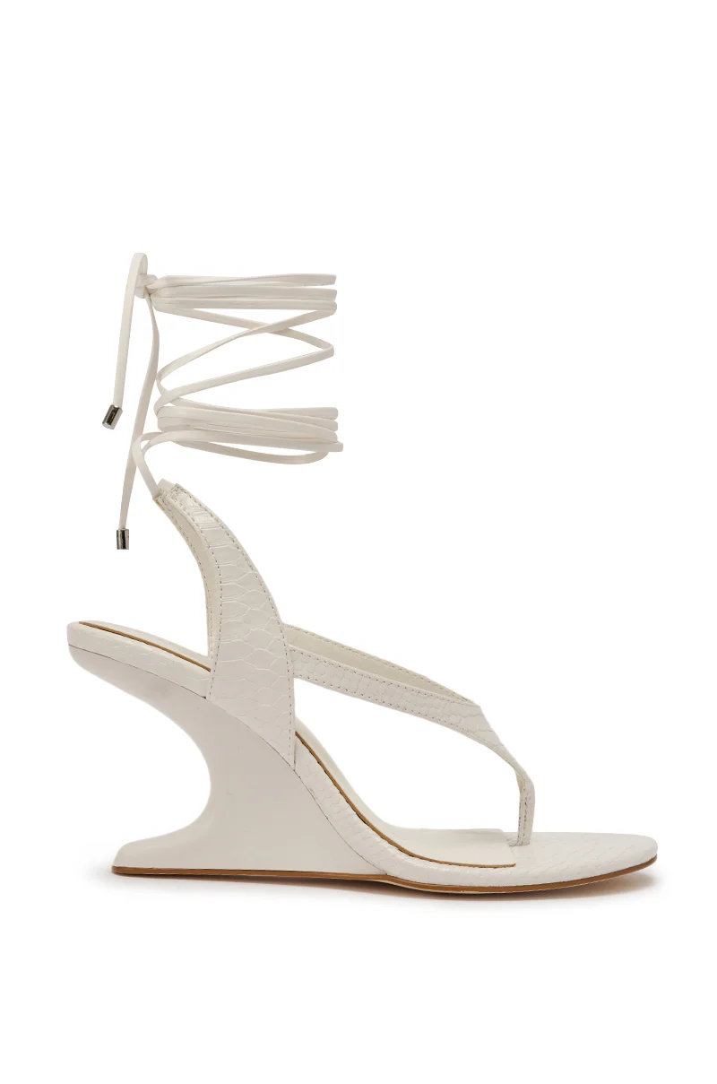 AZALEA WANG TAMSIN WHITE CROC NOVELTY WEDGE STRAP SANDAL - Image 4
