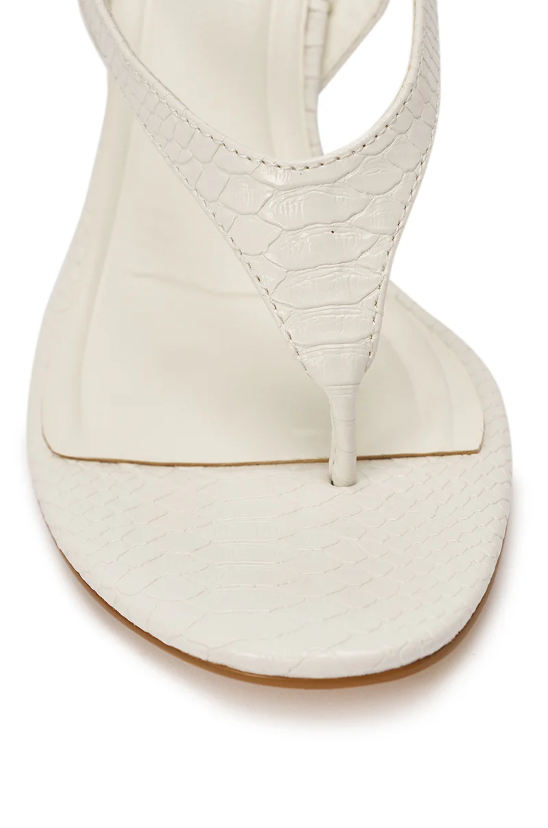 AZALEA WANG TAMSIN WHITE CROC NOVELTY WEDGE STRAP SANDAL - Image 7