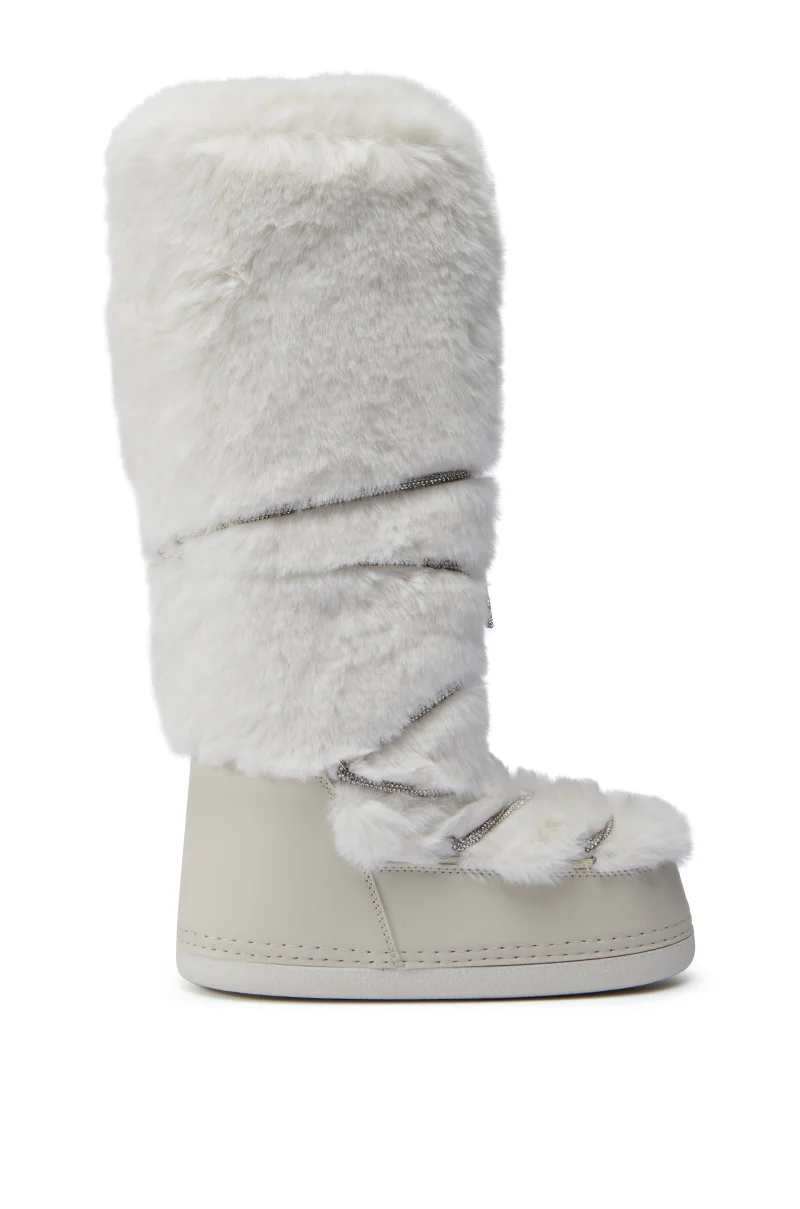 AZALEA WANG TAYTON BEIGE FUZZY FLAT KNEE HIGH BOOT - Image 4