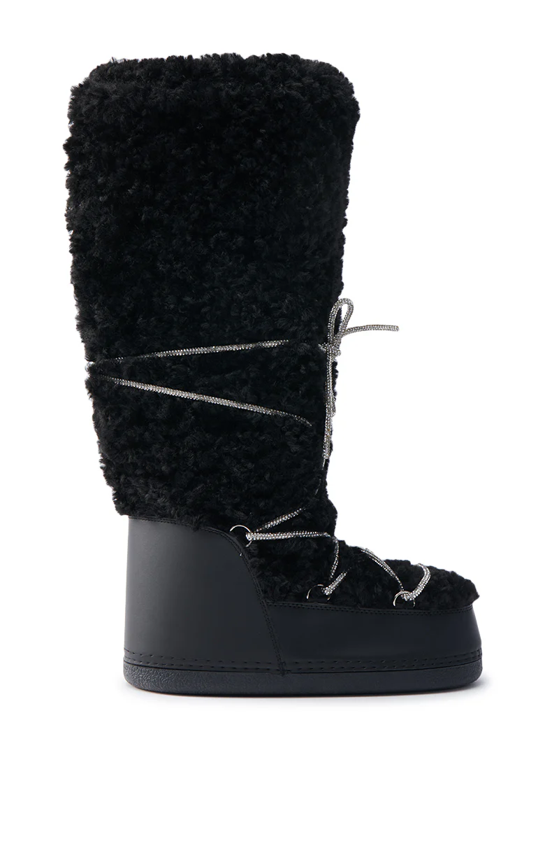 AZALEA WANG TAYTON BLACK KNEE HIGH FURRY BOOT - Image 5