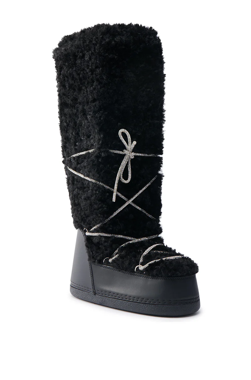 AZALEA WANG TAYTON BLACK KNEE HIGH FURRY BOOT - Image 6