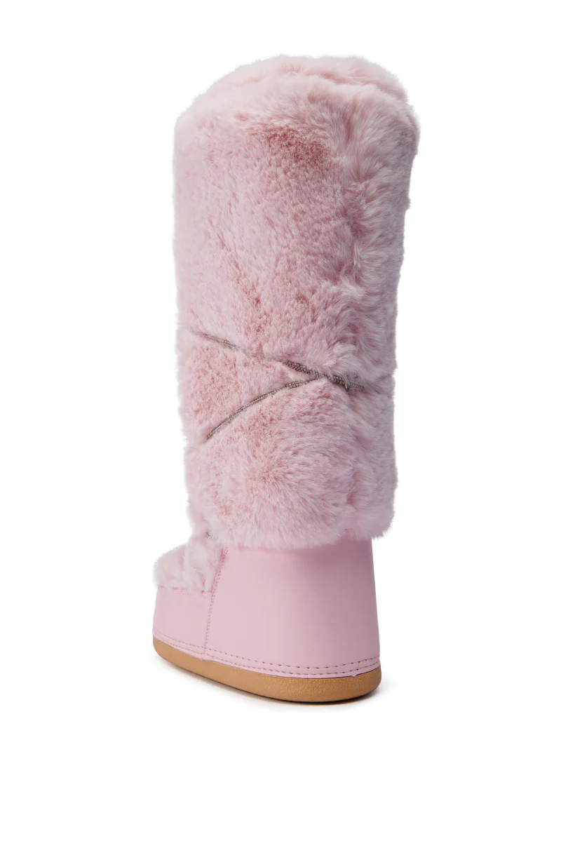 AZALEA WANG TAYTON PINK FUZZY FLAT KNEE HIGH BOOT - Image 5