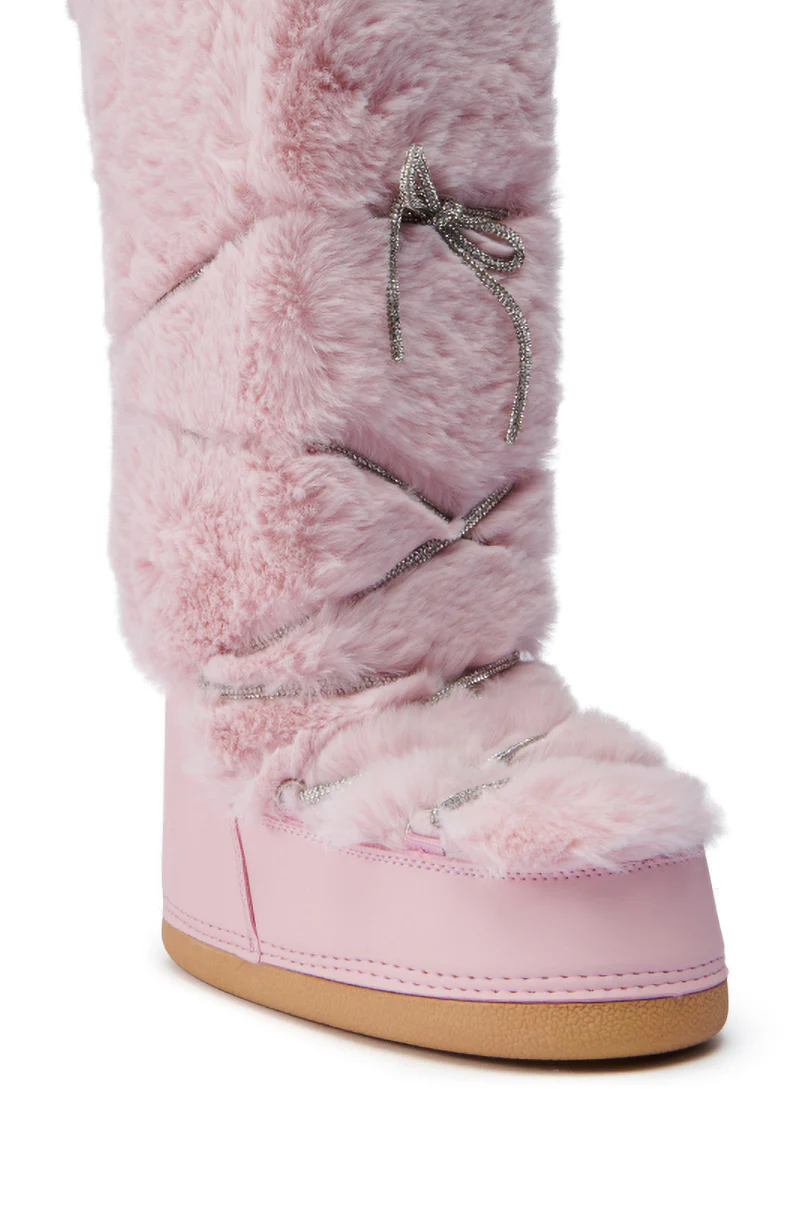 AZALEA WANG TAYTON PINK FUZZY FLAT KNEE HIGH BOOT - Image 6