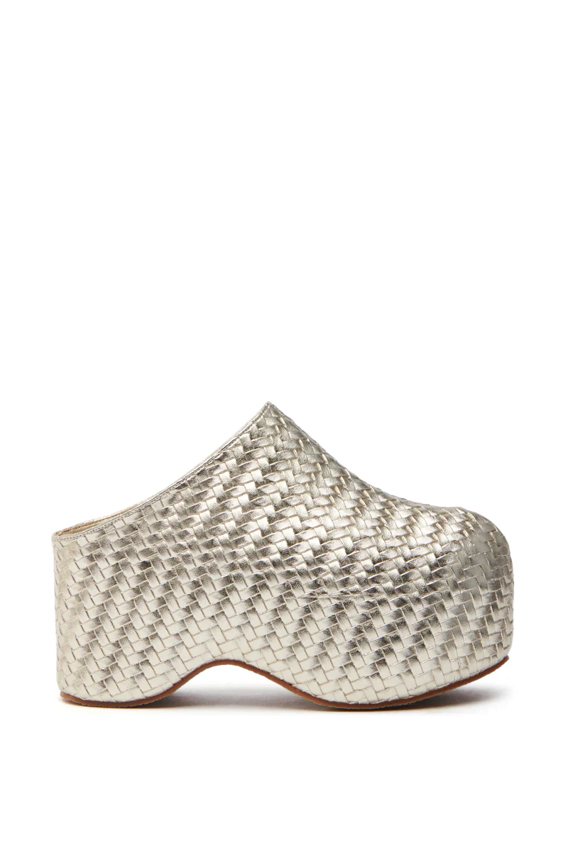 AZALEA WANG TEATREE GOLD WOVEN CLOG - Image 3