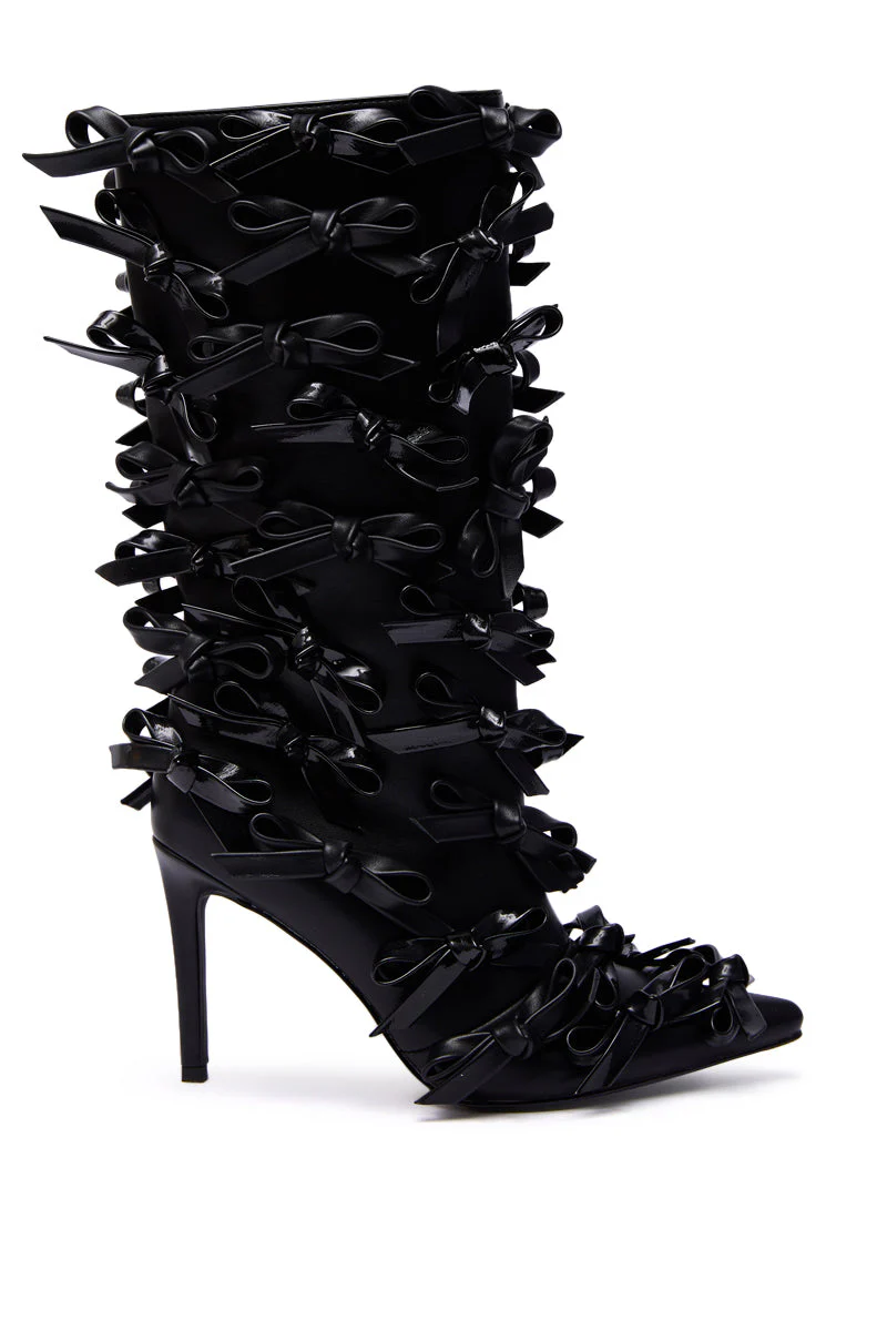 AZALEA WANG TELMO BLACK BOW EMBELLISHED BOOTIE - Image 6