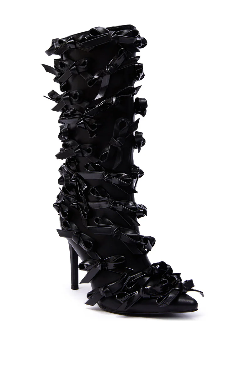AZALEA WANG TELMO BLACK BOW EMBELLISHED BOOTIE - Image 7