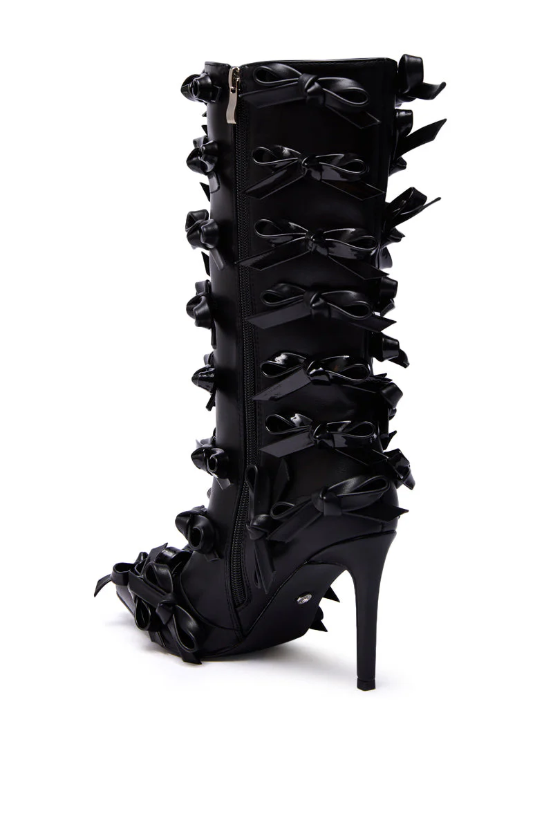 AZALEA WANG TELMO BLACK BOW EMBELLISHED BOOTIE - Image 8