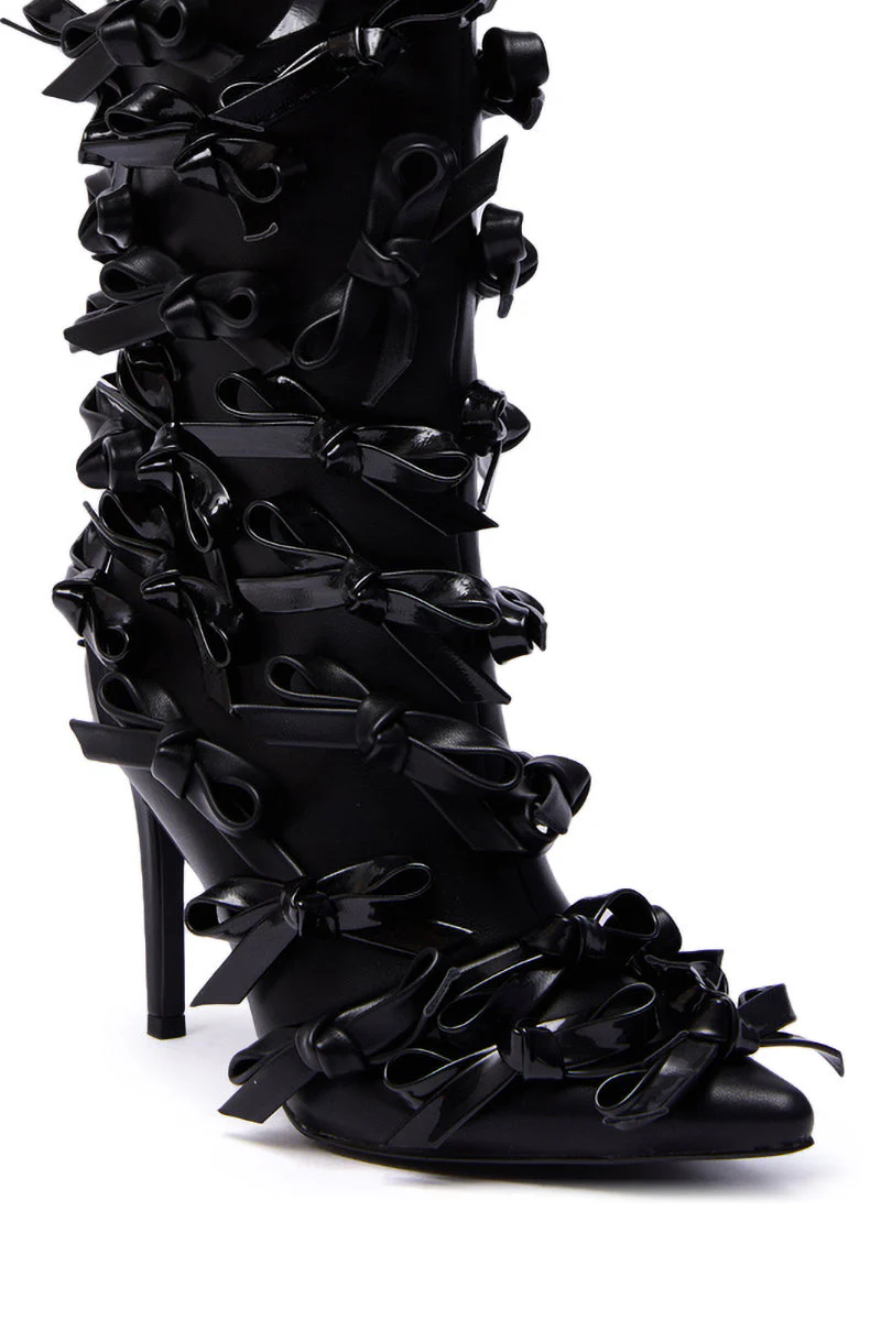 AZALEA WANG TELMO BLACK BOW EMBELLISHED BOOTIE - Image 9