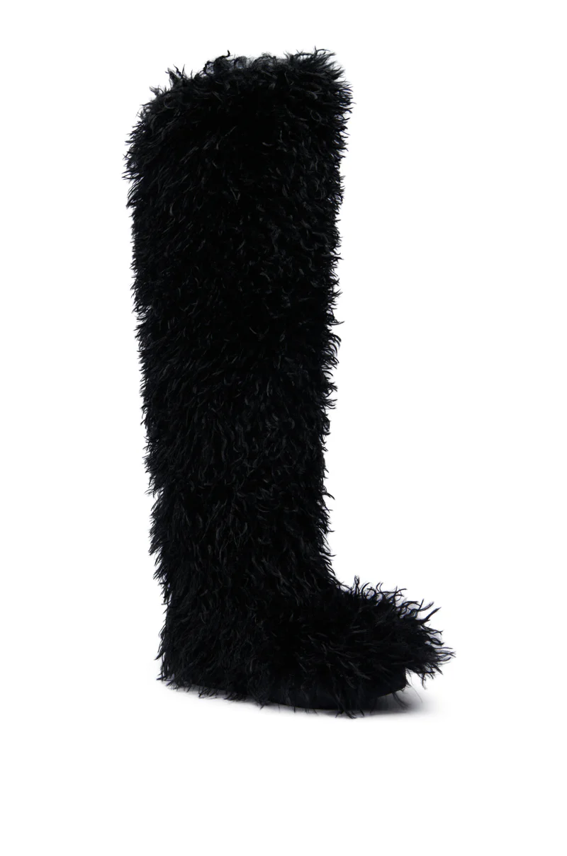 AZALEA WANG TEMPLETON BLACK POODLE FAUX FUR OVER THE KNEE BOOT - Image 6