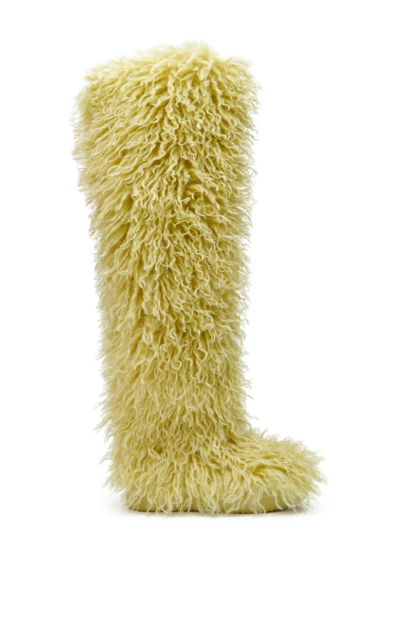 AZALEA WANG TEMPLETON LIME FAUX POODLE FUR OVER THE KNEE BOOT - Image 10