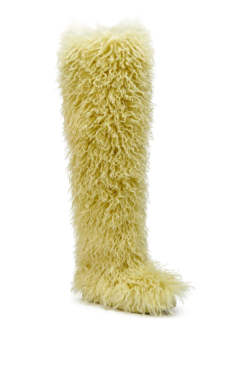 AZALEA WANG TEMPLETON LIME FAUX POODLE FUR OVER THE KNEE BOOT - Image 11