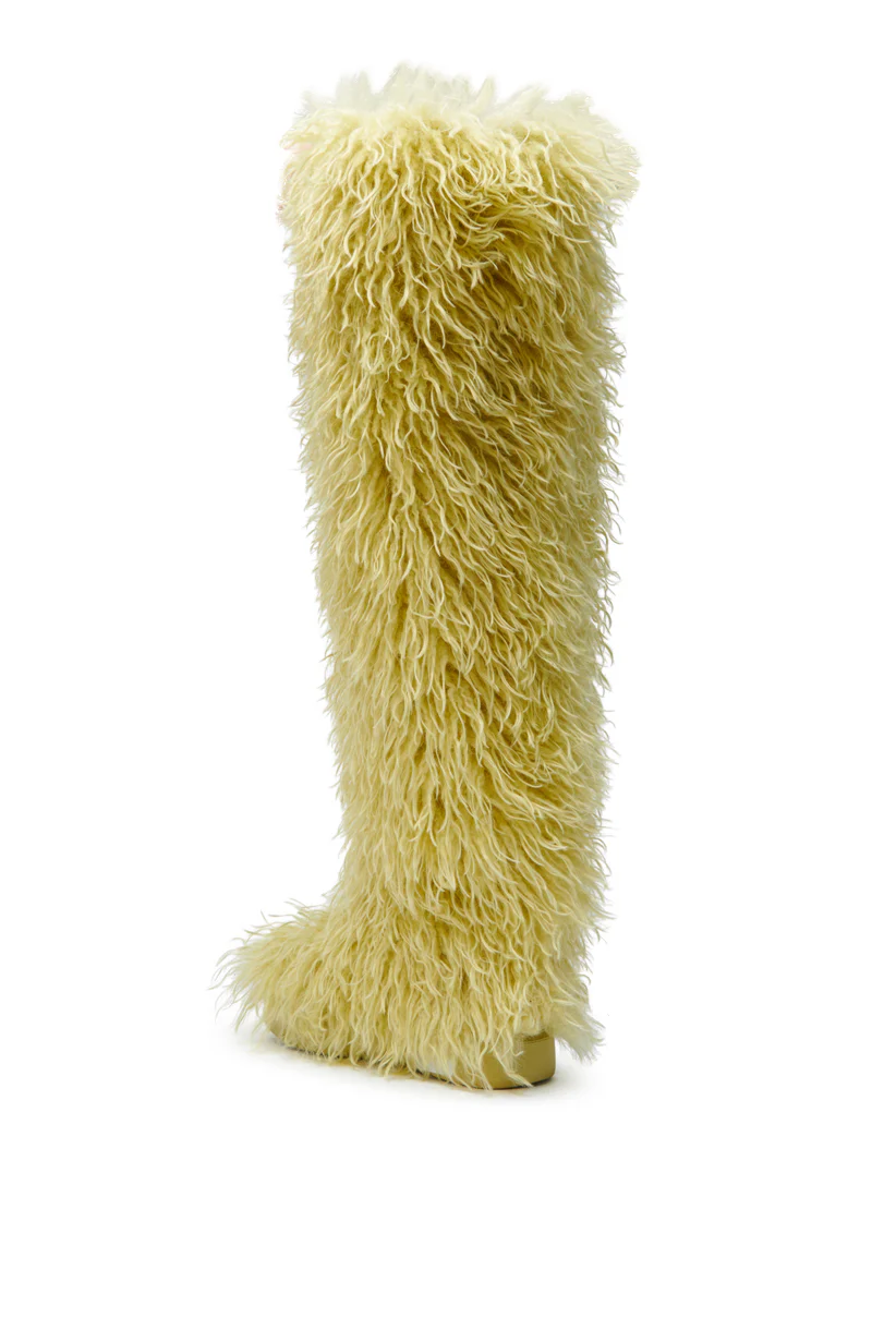 AZALEA WANG TEMPLETON LIME FAUX POODLE FUR OVER THE KNEE BOOT - Image 12