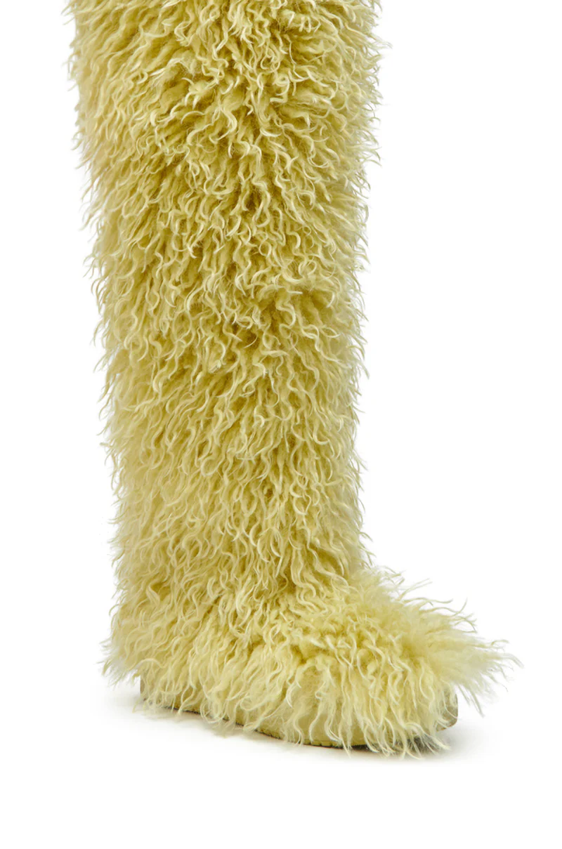 AZALEA WANG TEMPLETON LIME FAUX POODLE FUR OVER THE KNEE BOOT - Image 13