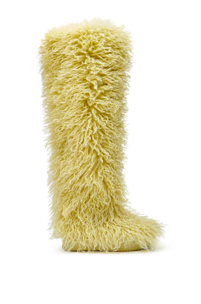 AZALEA WANG TEMPLETON LIME FAUX POODLE FUR OVER THE KNEE BOOT - Image 5