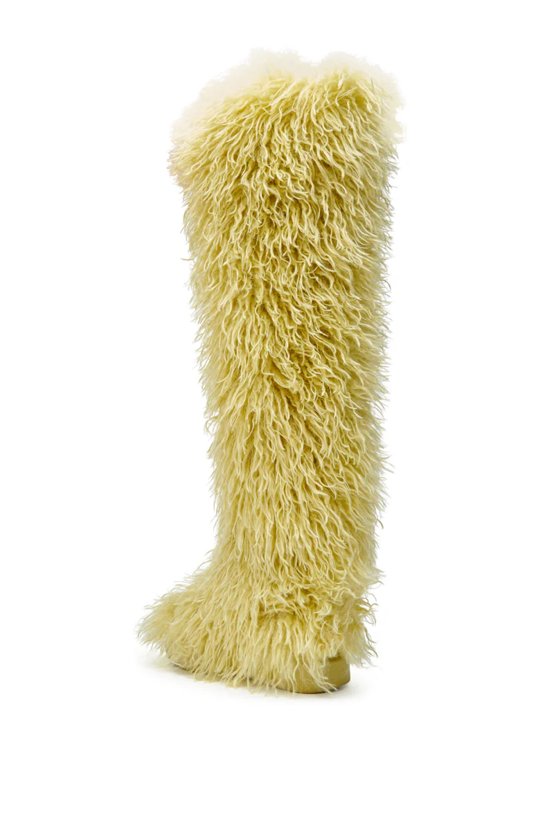 AZALEA WANG TEMPLETON LIME FAUX POODLE FUR OVER THE KNEE BOOT - Image 7