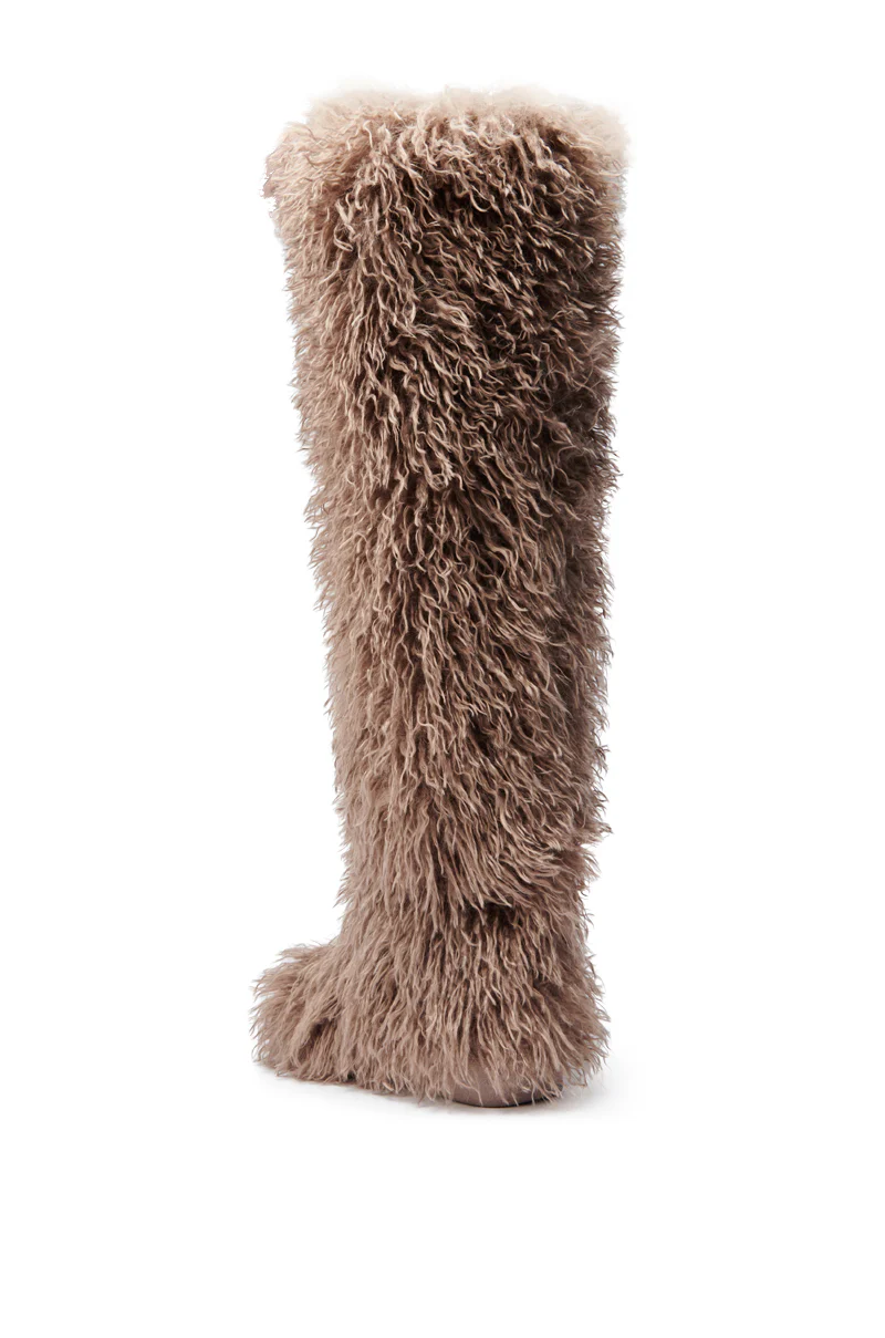 AZALEA WANG TEMPLETON TAUPE FAUX POODLE FUR OVER THE KNEE BOOT - Image 7