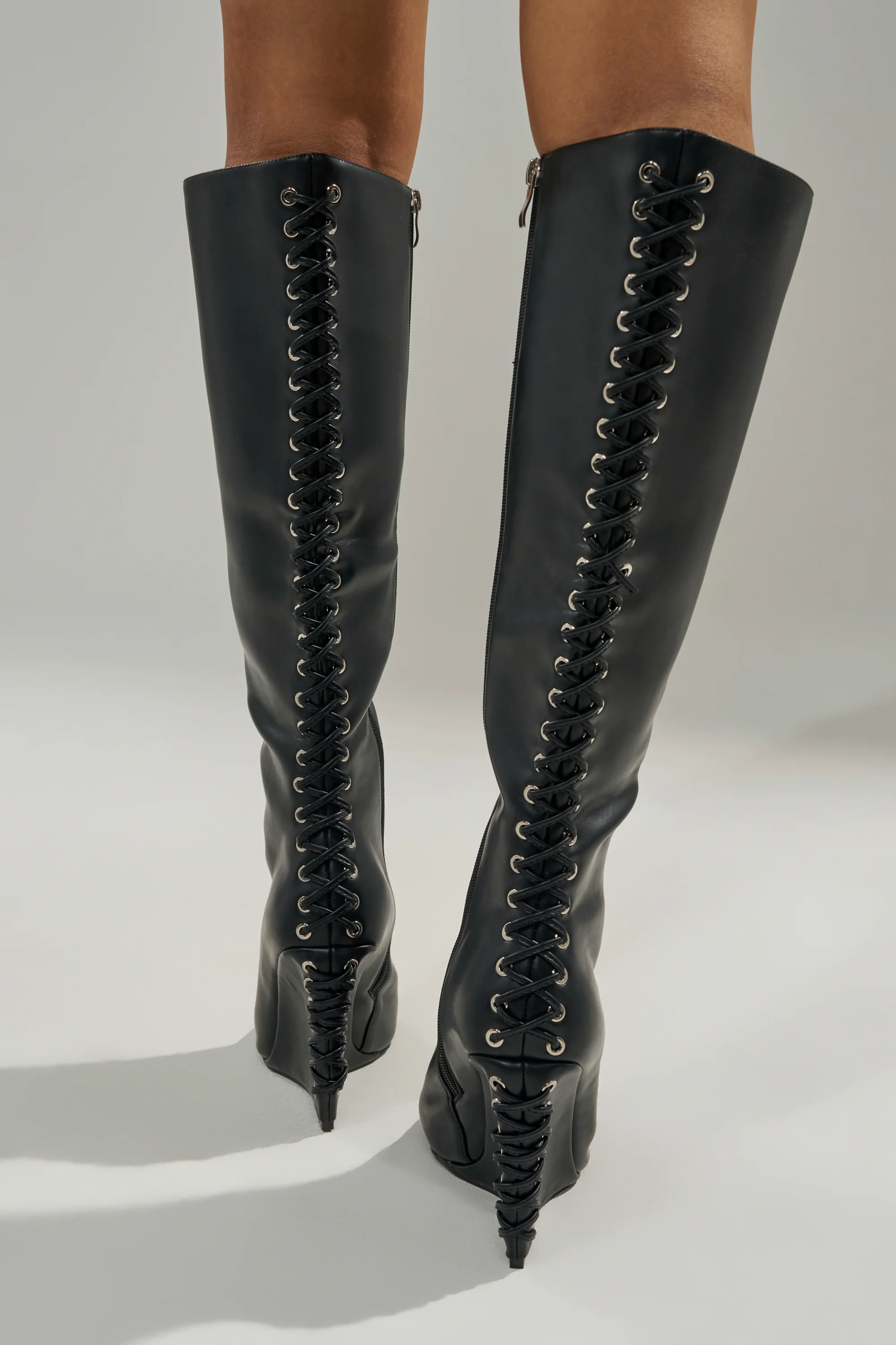 AZALEA WANG THAUMUS BLACK LACE UP WEDGE BOOT - Image 4