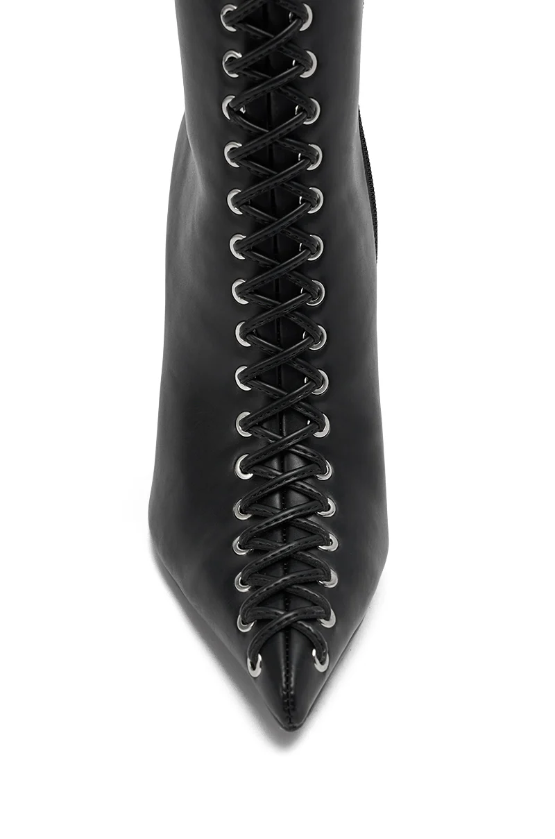 AZALEA WANG THAUMUS BLACK LACE UP WEDGE BOOT - Image 9