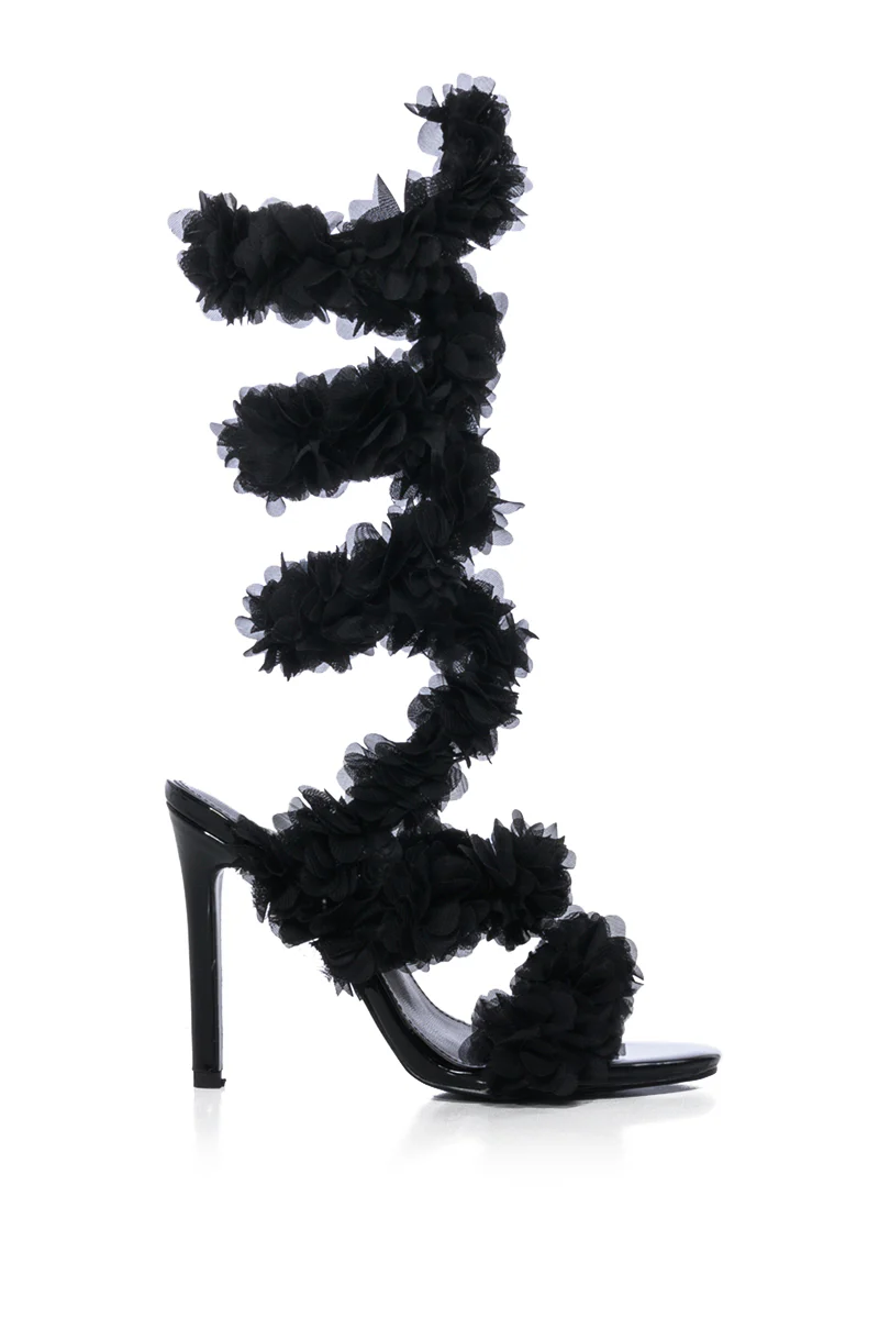 AZALEA WANG THEODOSIA BLACK FLORAL STILETTO SANDAL - Image 2