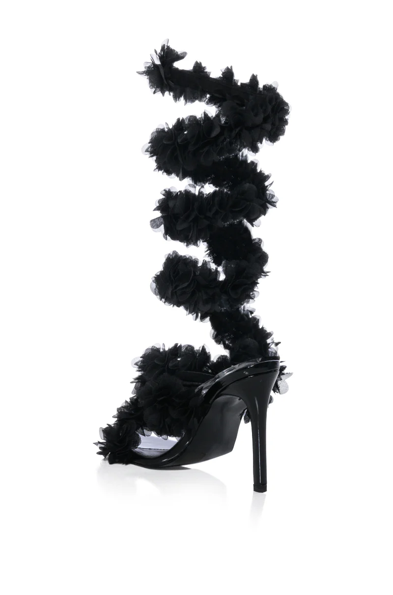 AZALEA WANG THEODOSIA BLACK FLORAL STILETTO SANDAL - Image 4
