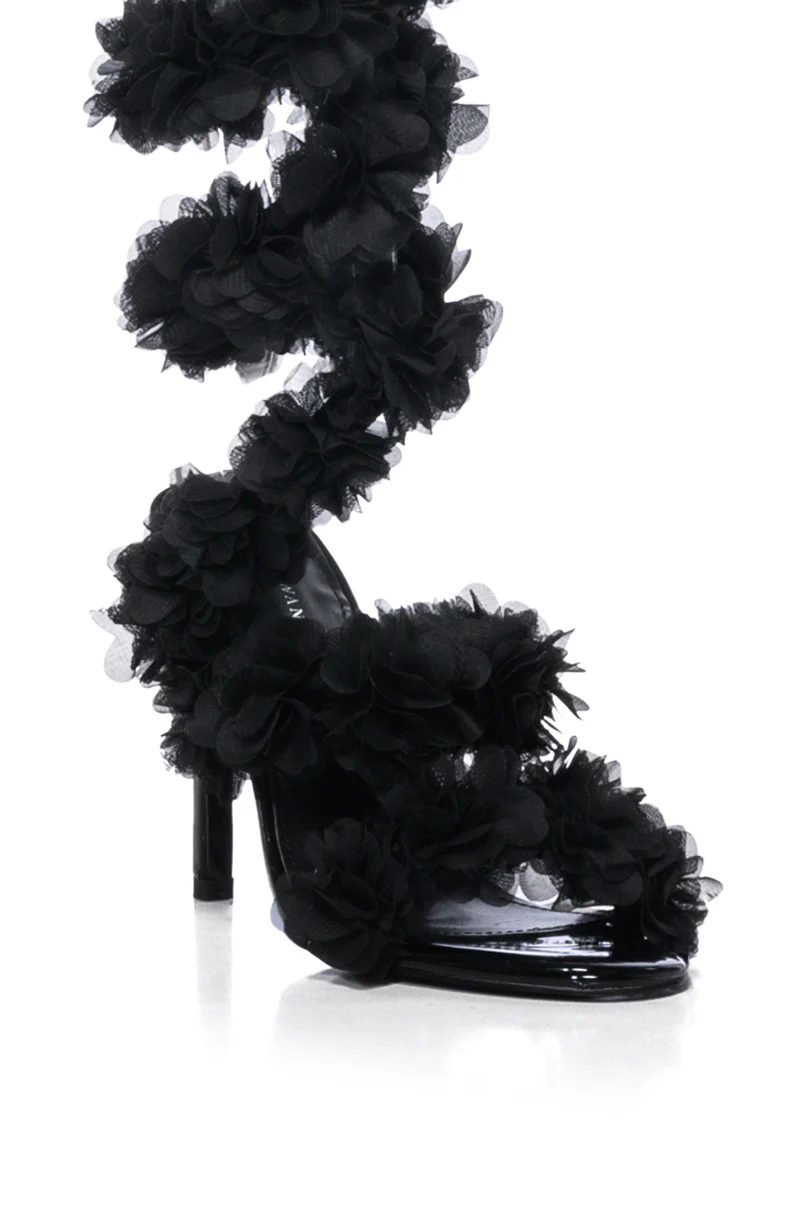 AZALEA WANG THEODOSIA BLACK FLORAL STILETTO SANDAL - Image 5