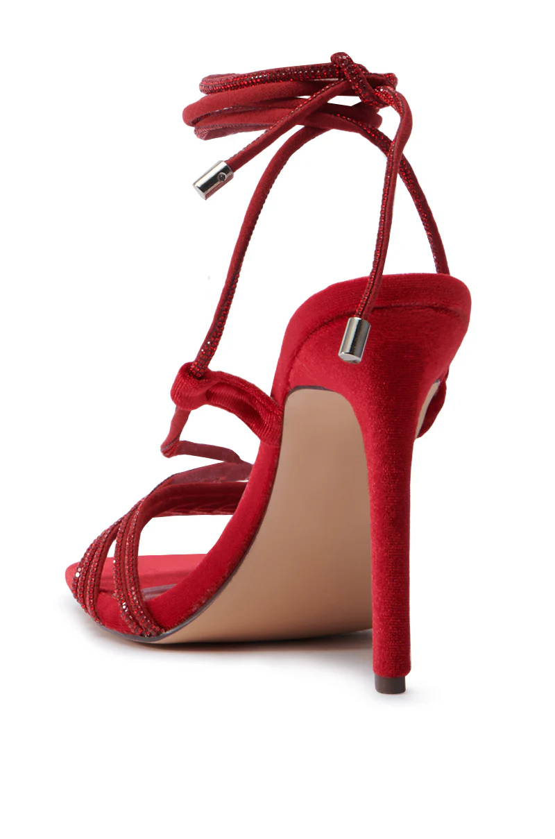 AZALEA WANG THUNDERMINE RED VELVET EMBELLISHED STILETTO SANDAL - Image 8