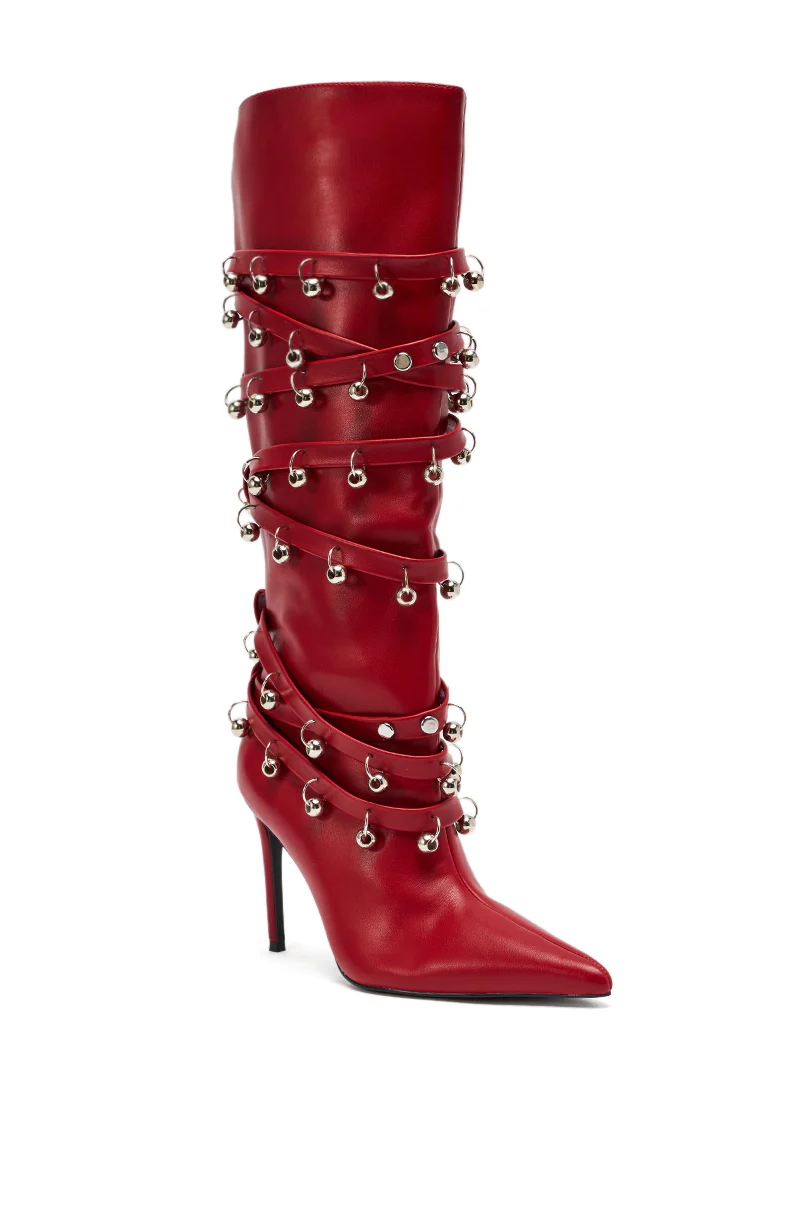 AZALEA WANG TIMPANI RED WESTERN FRINGE STILETTO BOOT - Image 4