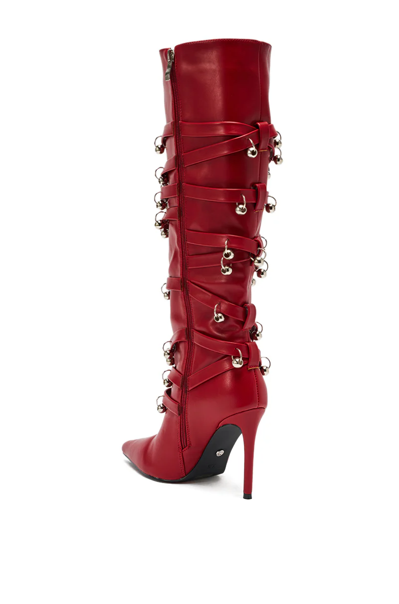 AZALEA WANG TIMPANI RED WESTERN FRINGE STILETTO BOOT - Image 5