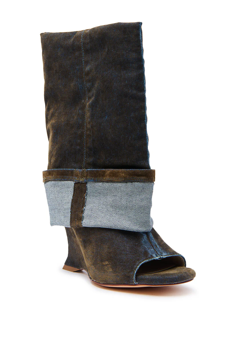 AZALEA WANG TIN BROWN CUFFED WEDGE BOOTIE - Image 5