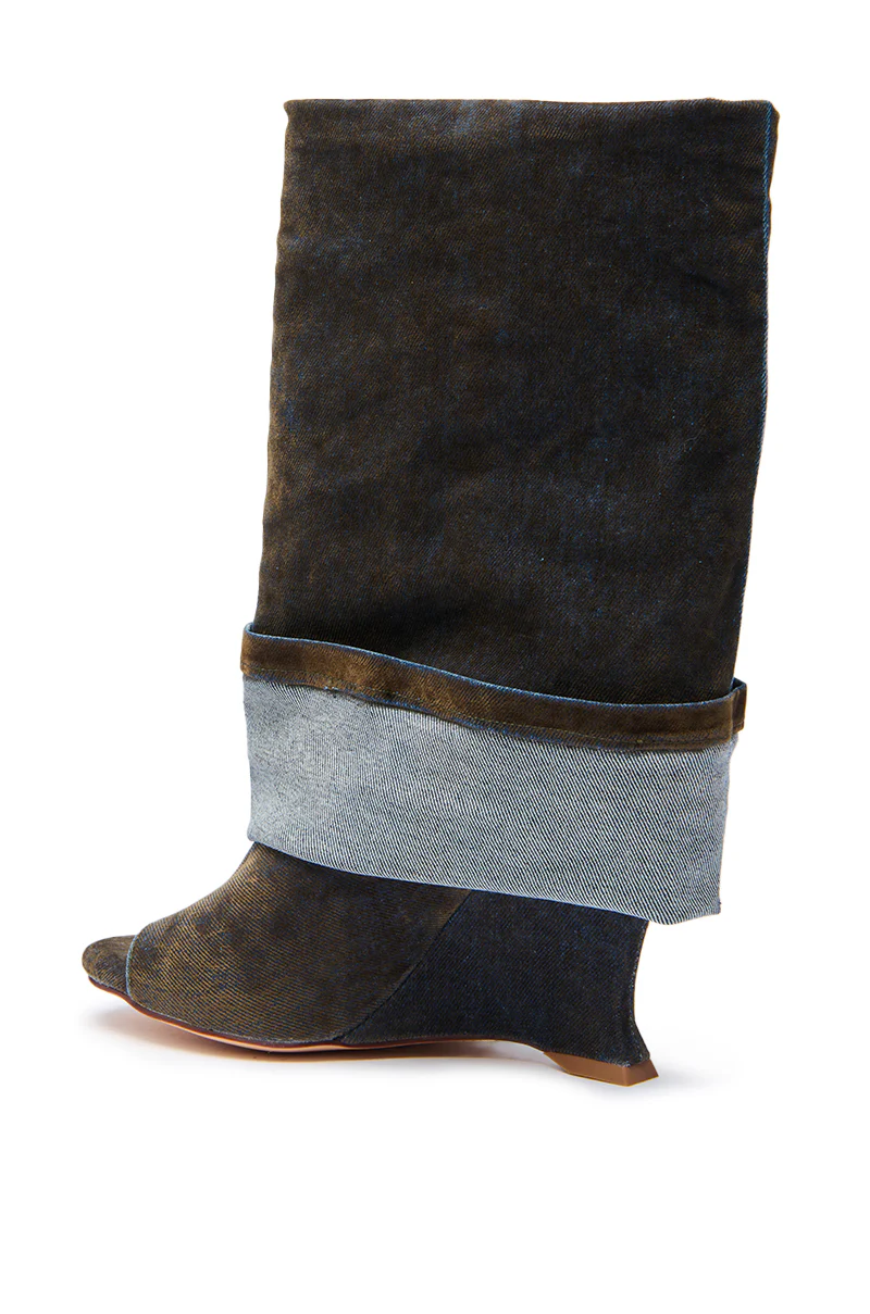 AZALEA WANG TIN BROWN CUFFED WEDGE BOOTIE - Image 6