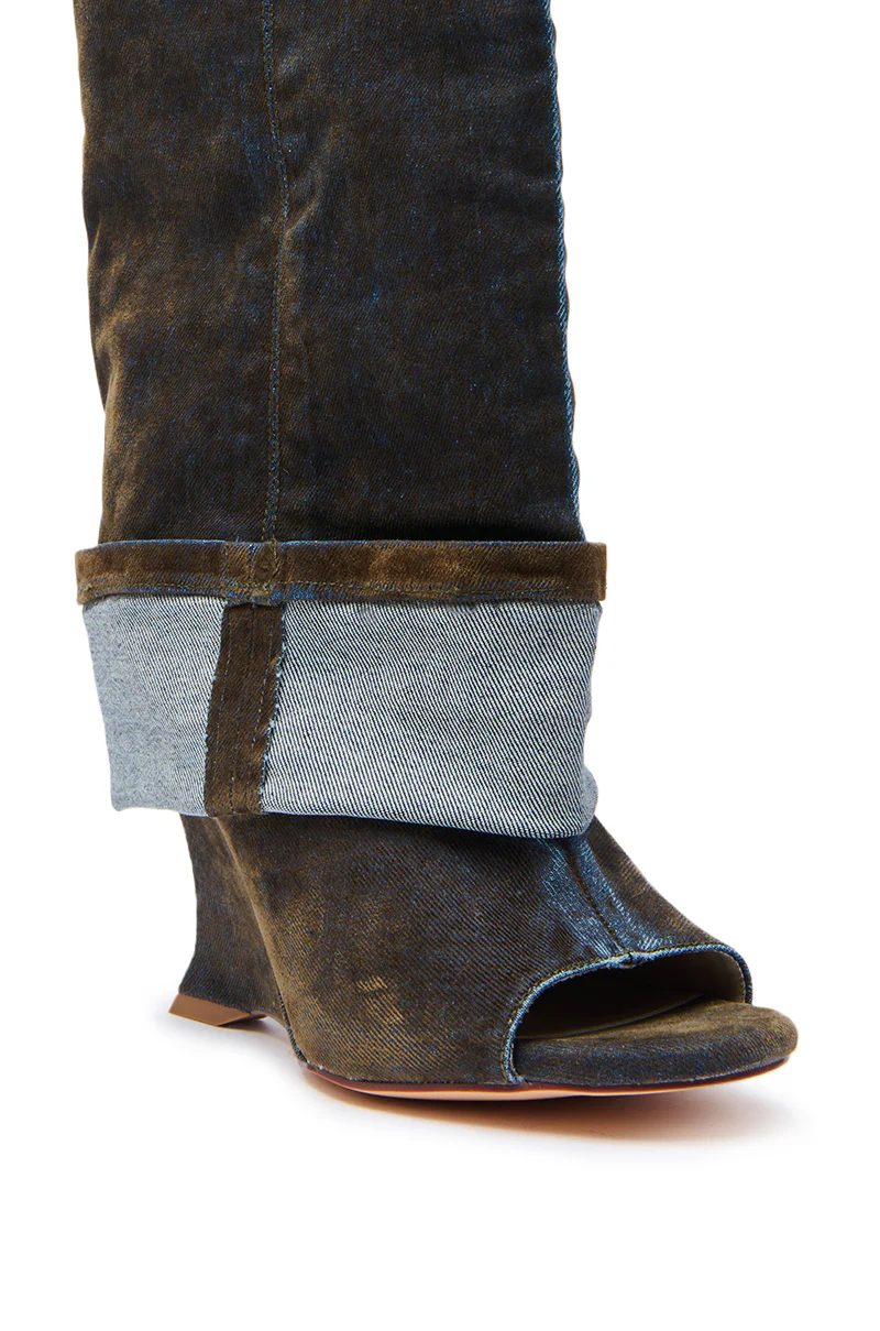 AZALEA WANG TIN BROWN CUFFED WEDGE BOOTIE - Image 7