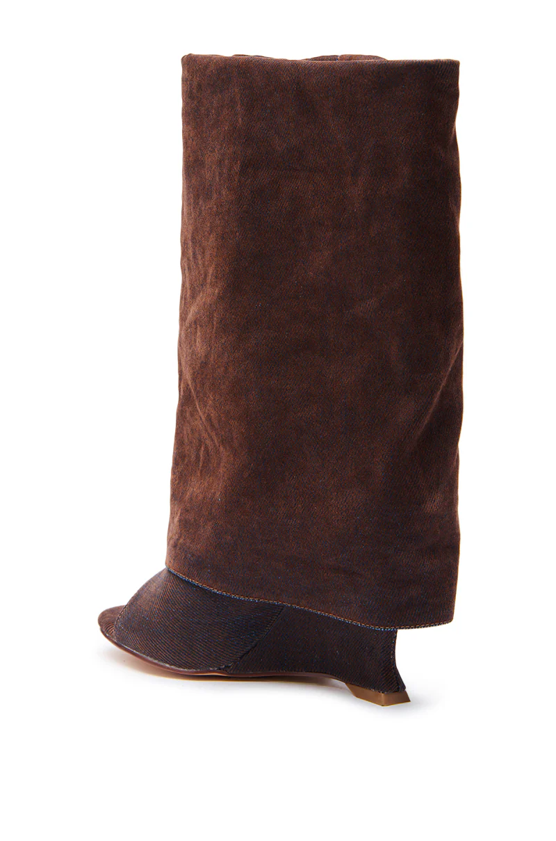 AZALEA WANG TINSELED BURNT ORANGE HIDDEN WEDGE OPEN TOE BOOTIE - Image 4
