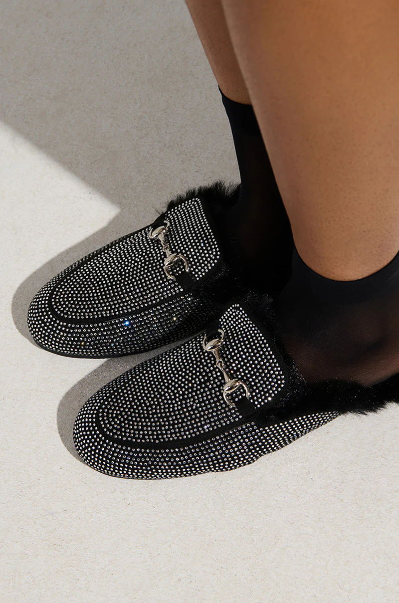 AZALEA WANG TIRAMISU BLACK FUR FOOTBED LOAFER - Image 2