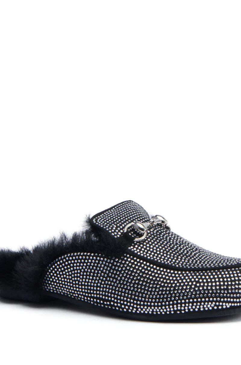 AZALEA WANG TIRAMISU BLACK FUR FOOTBED LOAFER - Image 6