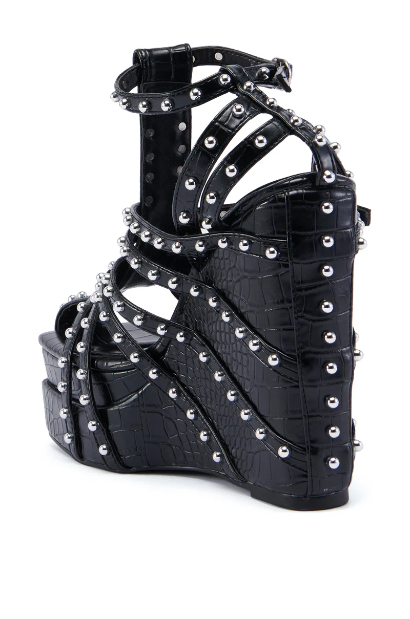 AZALEA WANG TITANIA BLACK WEDGE SANDAL - Image 6
